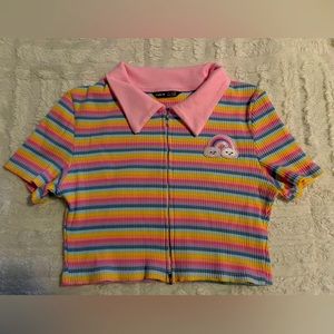 Shein top pink and rainbow colors